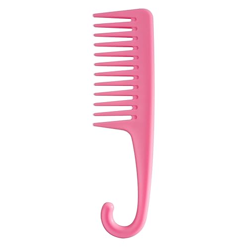 Miniatura 7 de Wapodeai Peine de ducha de dientes anchos con gancho, bueno para cabello rizado húmedo y seco, peines de alta calidad sin enredos, color negro.
