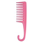 Wapodeai Wide Tooth Comb Shower Comb With Hook, Good for Curly Hair Wet Dry, Premium Tangle Free Combs Pink.