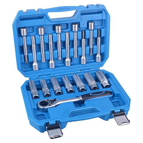 DAYUAN 18tlg Stoßdämpfer Nuss Werkzeug Satz Federbein Domlager Wechsel Spezial Stecknuss 1/2’ Antrieb