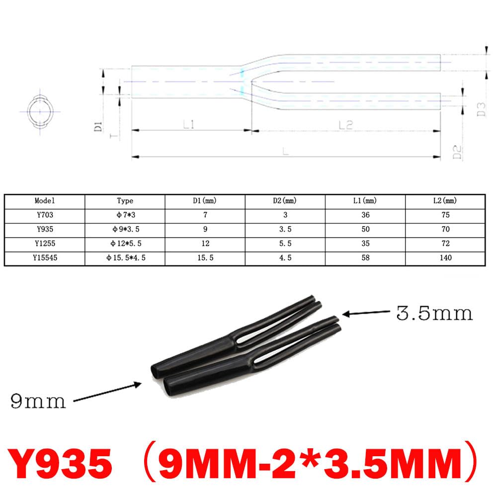 UCCKEYI 8Pcs 9mm-2 * 3.5mm Speaker Cable Pants Y Splitter Wire Pant Boots Y935 Compatible with Audio Subwoofer