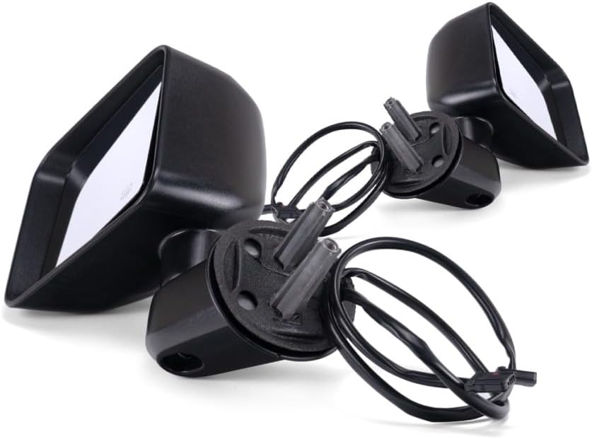 For Jeep Wrangler 2015 2016 2017 2018 Driver and Passenger Side | Pair Door Mirror | | Power | Heated | Textured Black | Replacement For 68249847AD, 68125585AA | CH1320390, CH1321390
