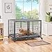 Topeakmart Heavy Duty Stackable Dog Crate Open Top Pet Metal Crate Kennels with Divider & Water Bowls