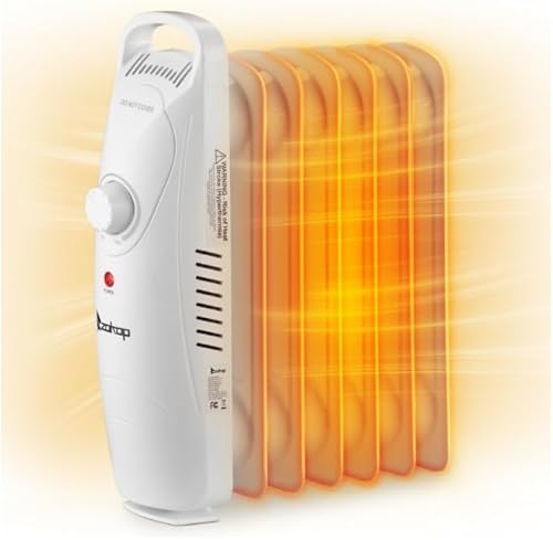 ROVSUN Calentador de radiador lleno de aceite con termostato ajustable, calentadores eléctricos portátiles con protección contra sobrecalentamiento