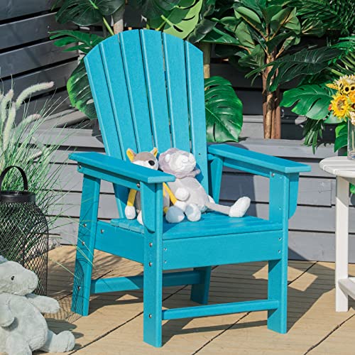 Giantex Adirondack Chair, Kids Hdpe Patio Chair Lawn Chair With Ergonomic Backrest For Deck, Porch, Backyard, Poolside, Indoor, Weather Resistance Toddler Outdoor Chair (1, Turquoise) #TOP4