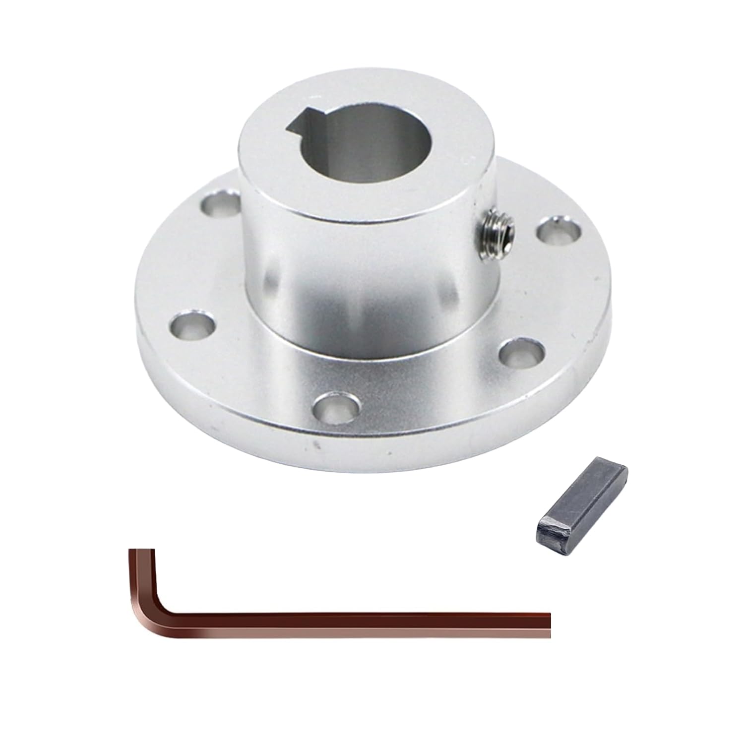 Aluminium Legierung Flansch Kupplung Keyway, 15mm Inner Diameter, Flansch Wellenverbinder für Motor Führungs-Wellen Kupplungen Rad Nabe Flansch DIY Modell Teile (1Stück）