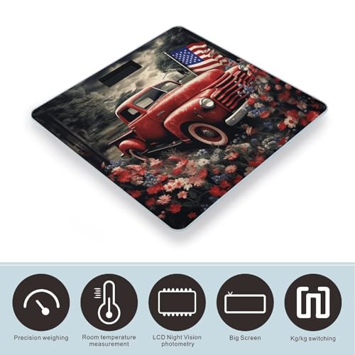 Báscula digital de baño con diseño de camión rojo vintage miniatura 3
