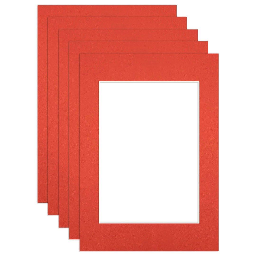 Procut Global A2 Poppy Red Picture Mounts to Fit A3 Aperture - Precision Cut Cardboard Photo Mount - Ideal for Frames, Prints, Artwork & Certificates - Sizes & Colours Available - 5 Pack — image 1