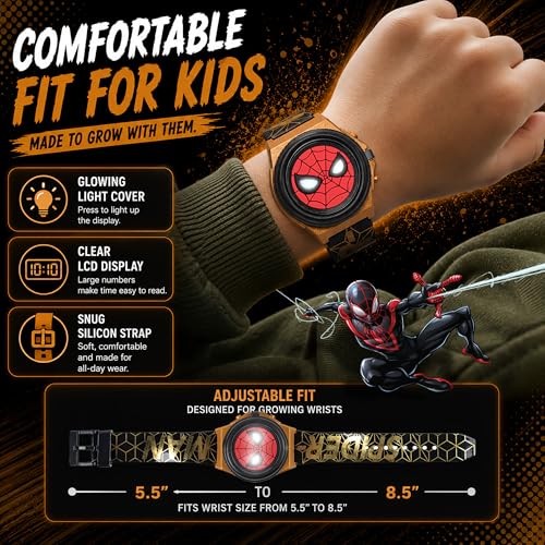 Reloj Spider-Man iluminado con tapa para aprender la hora de forma facil 5