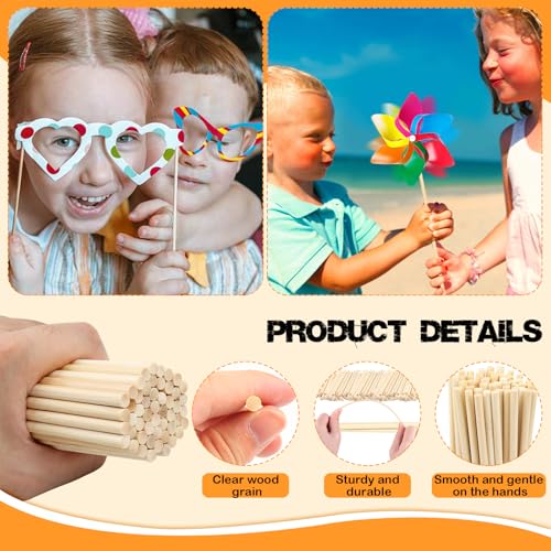 DOITEM 50 Stück unbehandelte Naturholz-Dübelstangen Hartholzstäbchen für Handwerk und Heimwerker (200 mm x 5 mm)