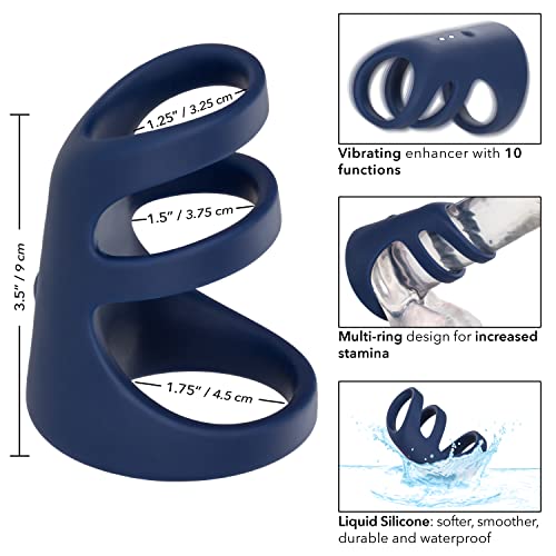 Anillo triple para hombre Calexotics recargable azul con vibración 2