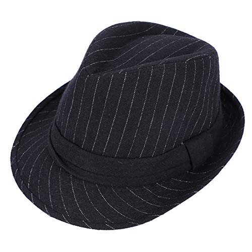 XGOPTS Jazzhut Winter Gangster Filzhut Elegant Klassisch Kappe Atmungsaktiv Outfit Fedora-Hut Herren Vintage Herrenkappe breite Krempe Zylinder Outdoor Streifen Herrenhut...