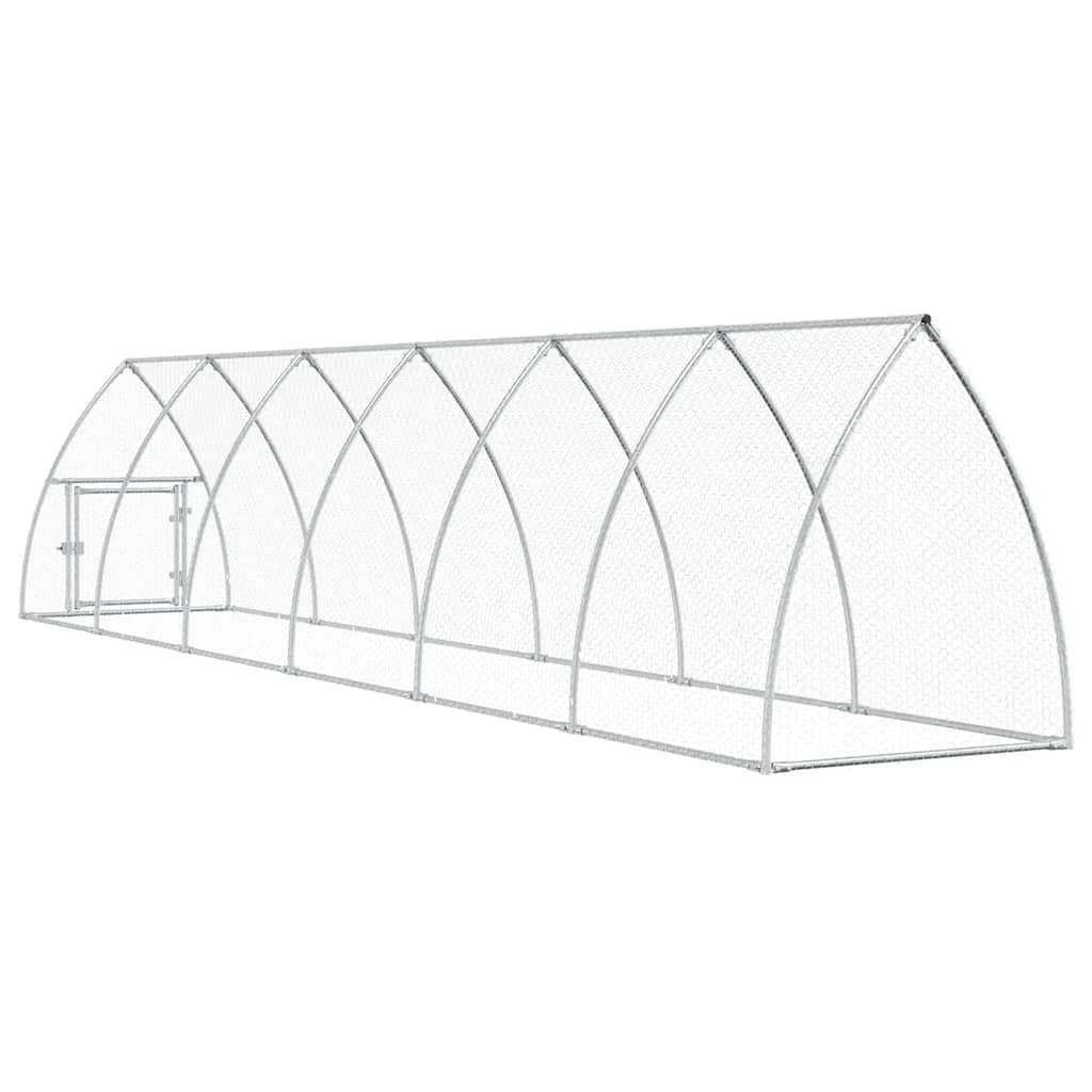 vidaXL Jaula para Gallinas, Caseta para Pollos Patos Conejos, Recinto para Animales, Gallinero para Jardín Patio, Acero Galvanizado Plateado