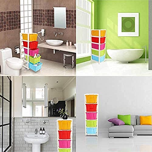 Image of 5XL Plastic Modular Drawer System for Home, Office, Hospital, Parlor, School, Doctors, Home and Kids, Product Dimension When assembeled (27cmx32cmx85 cm) (MULTI, 5XL)
