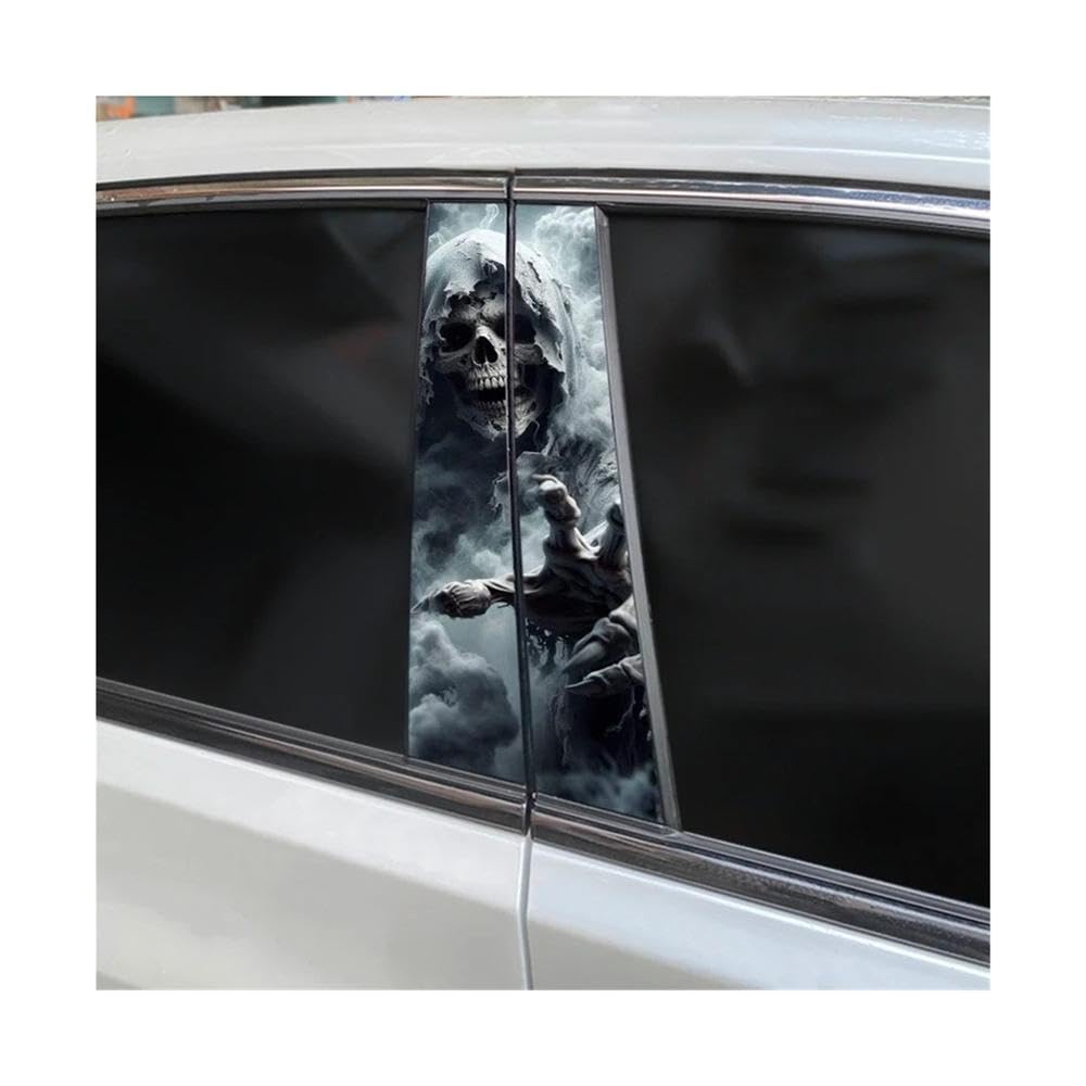 Bertdcx D ﻿2Pcs Skull Car B-Pillar Vinyl Waterproof Ecal Iy Sticker Auto Parts(D)