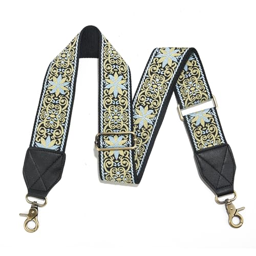 Image of LEMEDE Purse Strap,2 inch Leather End Shoulder Strap Adjustable Replacement,Retro Jacquard Multi-pattern Crossbody Bag Straps