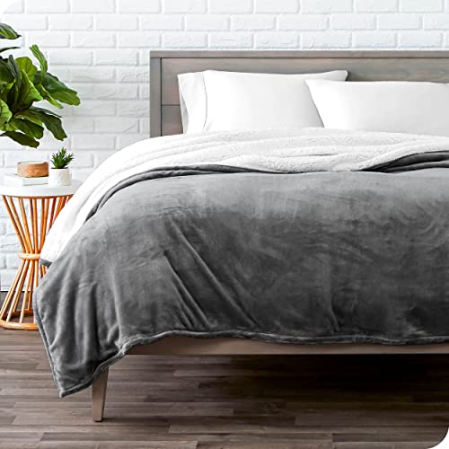 Bare Home Sherpa Fleece Blanket - Throw/Travel Blanket - Blanket For Bed, Sofa, Couch, Camping And Travel - Warm & Lightweight - Fluffy & Soft Plush Blanket - Reversible (Throw/Travel, Grey) #TOP1