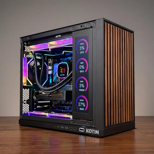 Image of KOTIN Prebuilt Gaming PC, Ryzen 7 9700X, 16GB DDR5, RTX 5060 8GB, 1TB SSD | 360mm Liquid Cooled Gaming Desktop, 11.3in Smart Display, 650W 80+ Gold PSU, WiFi 7, Assembled in USA, Windows 11 ARGB Tower