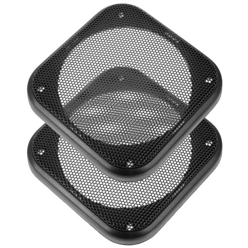 TOPPERFUN 2Pcs Car Speaker Grille, 4 inch Speaker Grill Covers, Universal Metal Subwoofer Guard Protector, Square Audio Dust Cover Car Grille Frame with Mounting Screws