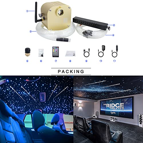 Image of AZIMOM Bluetooth /App Control 16W Twinkle Fiber Optic Light Star Ceiling Lighting Kits with Shooting Star Effect Meteor Remote Music Mode RGBW 550pcs Fiber Strands for Home Car Interior Decoration