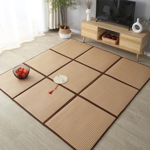 Foldable Non-Slip Rattan Floor Mat - Breathable Summer Sleeping Pad & Playmat for Living Room & Bedroom, Perfect for Crawling, Relaxation, and Kids' Playtime