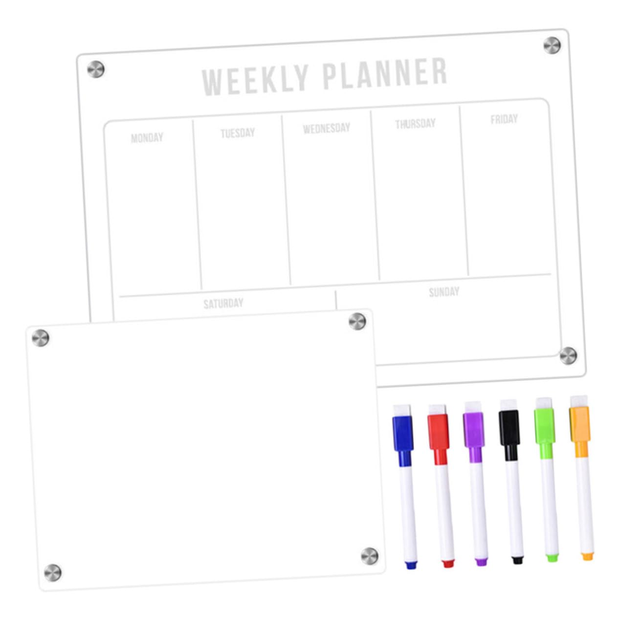 Tofficu Tableau Planificateur Effaçable à Sec Pour Réfrigérateur Calendrier Tableau Magnétique Planning Hebdomadaire Acrylique Transparent