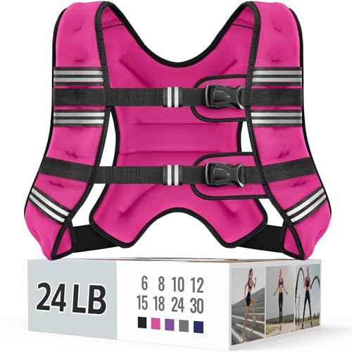 Image of Zeerun Weighted Vest, 6lb /8lb /10lb /12lb /15lb /18lb /20lb /24lb /30lb for Men Women, Reflective Stripe Adjustable Buckle, Comfortable Durable Rucking Vest for Walking Running Strength Training