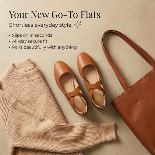 Image of EMMA NEW YORK Ankle Strap Flats for Women, Women Flat Ballerina Shoes, Women's Ballet Flats with Strap