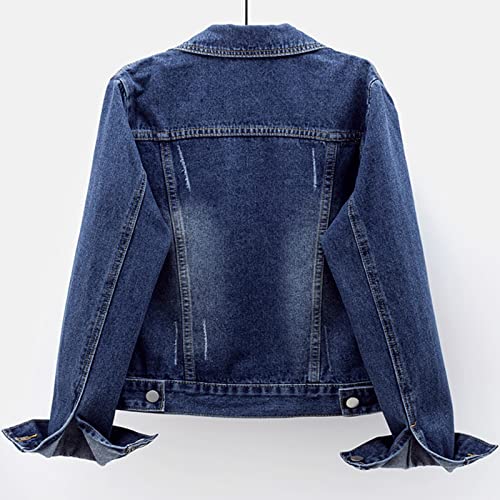 Ladyful Women's Bride Casual Jean Jacket Distressed Ripped Denim Jacket Coat with Pockets2