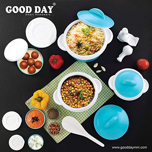 Image of Good Day Plastic Casserole with Container - 150ml, 250ml, 400ml, 650ml, Set of 8, Blue