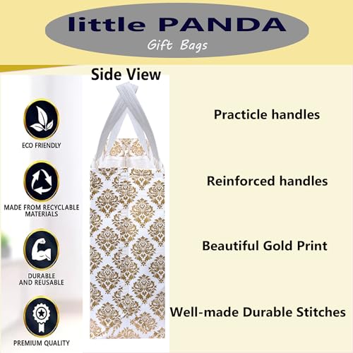 Image of little PANDA Canvas Shopping Carry Bag for Wedding Return Gifts Bags for festive Occassion, White Printed