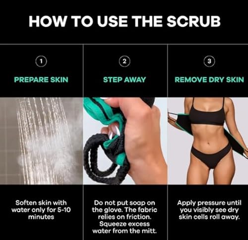 Dermasuri - Deep Exfoliating Back Scrubber - Bath & Shower Back Scrub - Body Exfoliator Scraper Tool - Deep Exfoliation Body Cleaner for Shower - 27" Long, 8" Wide