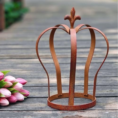 Support pot de fleurs couronne fer extérieur métal rustique 30cm