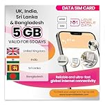 Love Mobile Data Only Sim Card - International Multi-Network 4G/5G Prepaid Pay As You Go Data Sim for Mobile Phones, WiFi Routers & More, UK, India, Bangladesh & Sri Lanka - 5GB for 60 Days
