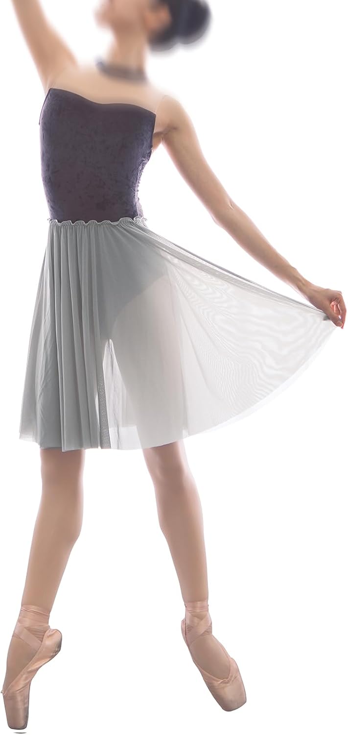 Mesh Ballet Skirt Women 20.5 Inches Long Practice Skirt Ruffle Elastic Waistband - Image 8