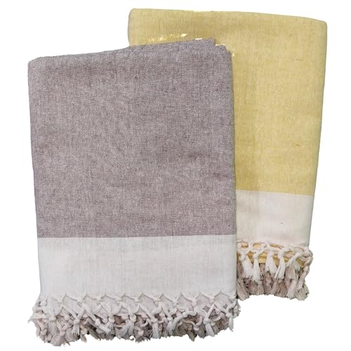 Image of Single Bed Sheet Cotton | for Single Bed, 60 x 90 inch, Pure Cotton, Breathable Fabric, Pack of 2 Pink & Yellow (2, FN-Yellow-Brown)