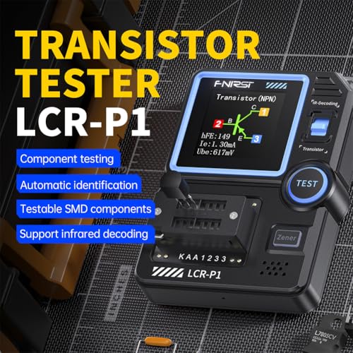 Image of FNIRSI LCR-P1 Transistor Tester,LCR ESR Meter, Diode Triode Capacitance Resistance Meter,Multifunction Transistor Capacitor Tester ESR Tester Automatic Checker Detector NPN PNP MOSFET IR (Blue)