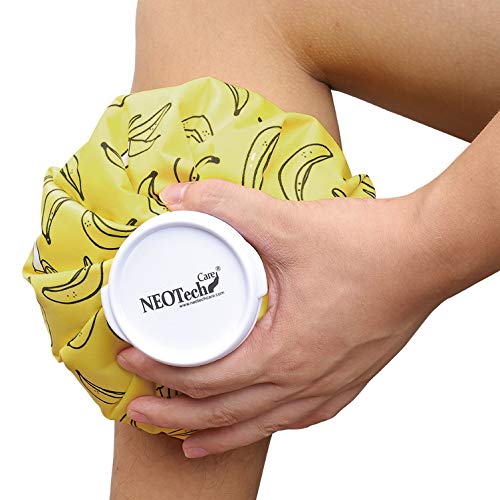 Neotech Care Ice Bag for Injuries, Swelling, Headache, Pain Relief, First Aid - Cold Pack Screw Top Lid - Reusable, Refillable, Flexible & Waterproof Pouch/Bladder Style (11 inch, Blue Design)