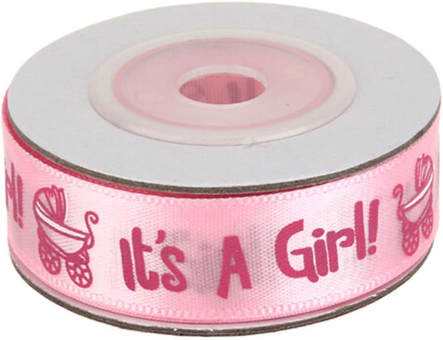 Kissherely 1.5CM It's a Boy Girl Baby Shower Ribbon DIY Handmade Gift Belt Kids Birthday Party Supplies Baby Shower Decoration (Girl)
