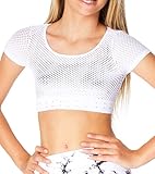 Malibu Sugar Girls (7-14) Short Sleeve Mesh Cropped Tee One Size White