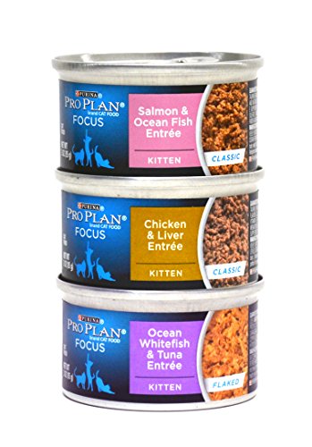 Purina Pro Plan Focus Canned Cat / Kitten Food Variety Pack Box - 3 Flavors, 3-Ounce Cans (12 Total Cans - 4 of Each Flavor)