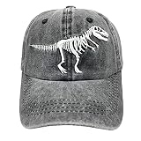 NVJUI JUFOPL Boys' Skull Dinosaur Hat, Washed Vintage Funny Embroidered Baseball Cap for Kids Black