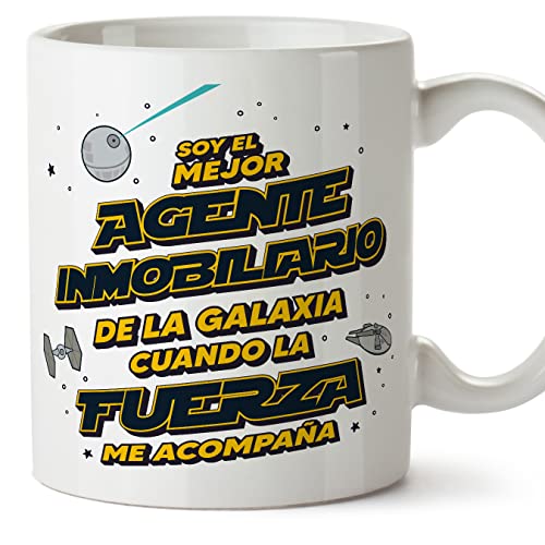 MUGFFINS Tazas para AGENTE INMOBILIARIO hombre - En Español - Mejor de la Galaxia Cuando Fuerza me Acompaña - 11 oz / 330 ml - Regalo original y divertido