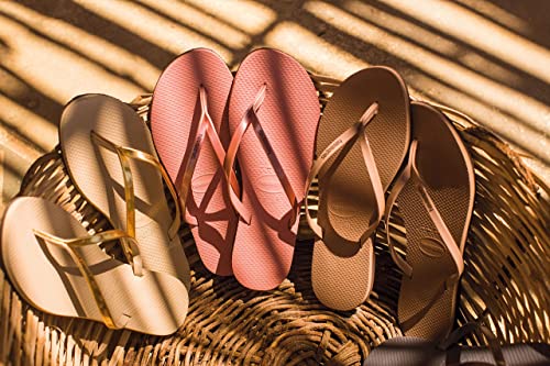 Chinelo Slim, Havaianas, Meninas, Areia/Dourado Claro, 23/24