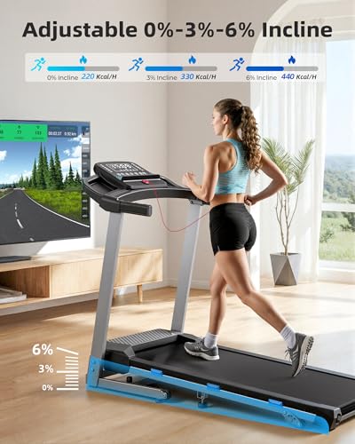 Image of COZYINN Foldable Treadmill with Incline for Home Small - 350 lb Capacity, 3.0HP Quiet Folding Treadmill with Pulse Sensor and Bluetooth Speaker, App /Voice Control, 3 Level Incline, 7.6 MPH
