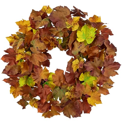 Fall Maple Leaf Wreath 24 Inch Autumn Front Door Wreath
