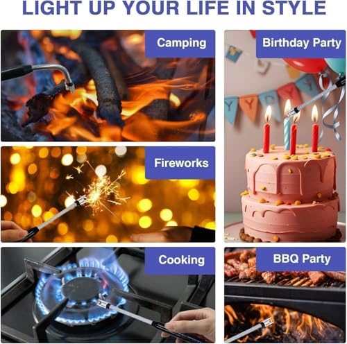 Image of RORIAN Gas Lighter for Kitchen Use | C-Type Rechargeable Electric Lighter Stove & Candle Lighter with USB Charging Port | 1 Year Warranty | 400 Uses in Single Charge (Pack of 2)