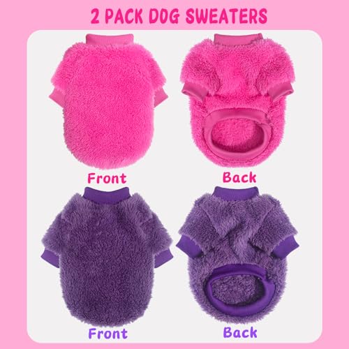 2 Pack XXS Dog Sweater, Tiny Dog Sweaters for Small Dogs Girl (1-3lb), Warm Soft Puppy Clothes for New Puppies, Cute Extra Small Doggie Clothes for Chihuahua Yorkie Cat Pet Apparel,XXS - Image 4