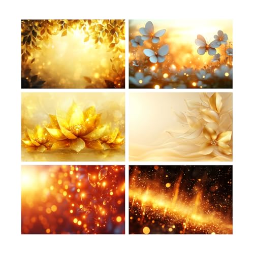 Image of SiddArtify Golden Floral Wall Art Prints Set - Botanical Poster Decor for Living Room Bedroom Office - 12x18 inch Sticker Pack of 6