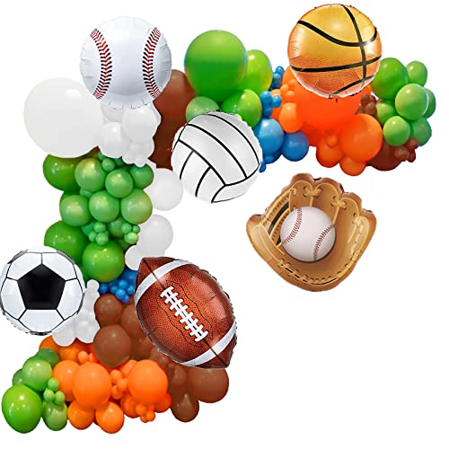 148 Pcs Sport Balloons Arch Garland Football Party Decoration White Brown Green Orange Blue Balloons Camping Party Supplies For Sport Favor Theme Birthday Party Decorations #TOP27