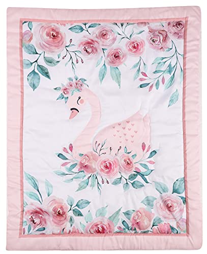 HMtideby Swan Themed Baby Toddler Blanket Quilt Cot Comforter Crib Baby Quilts for Boys and Girls Nursery Bed Throw Blanket 84x107cm